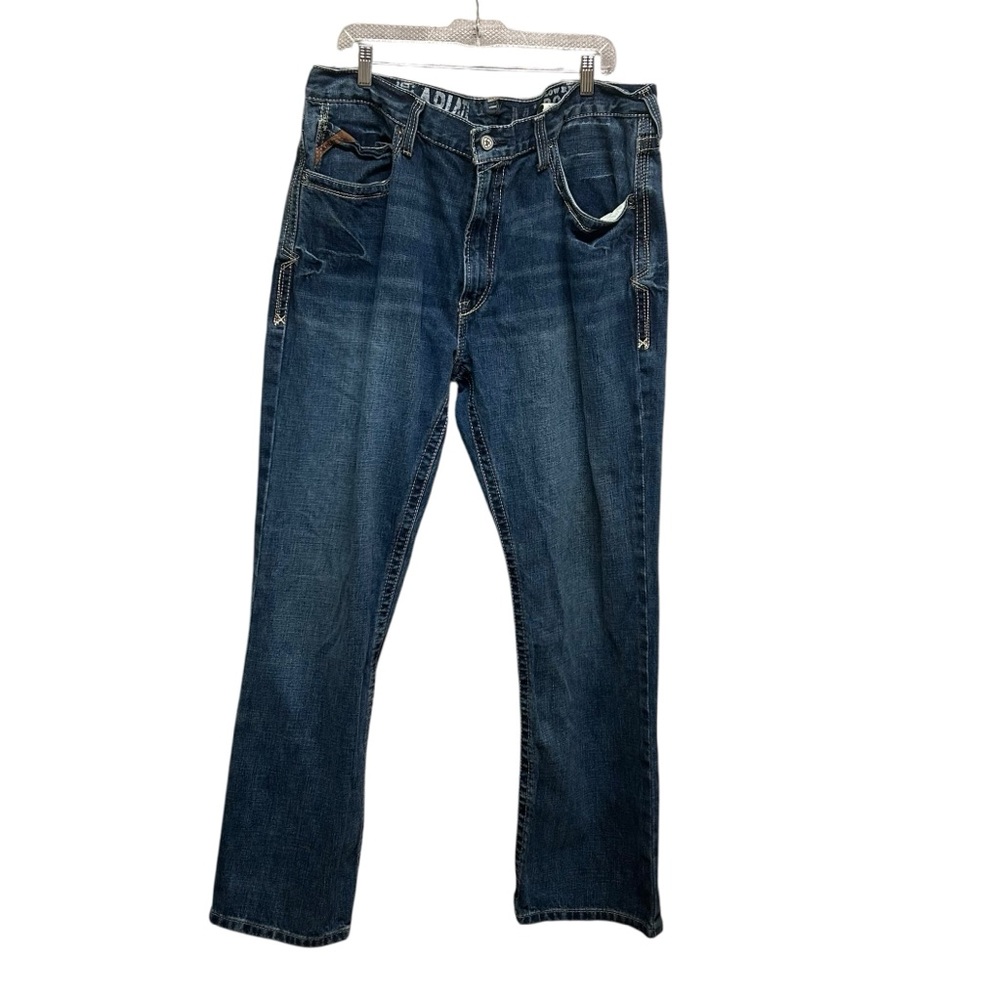 Ariat M4 Low Rise Blue Distressed Boot Denim Jeans Size 40/32